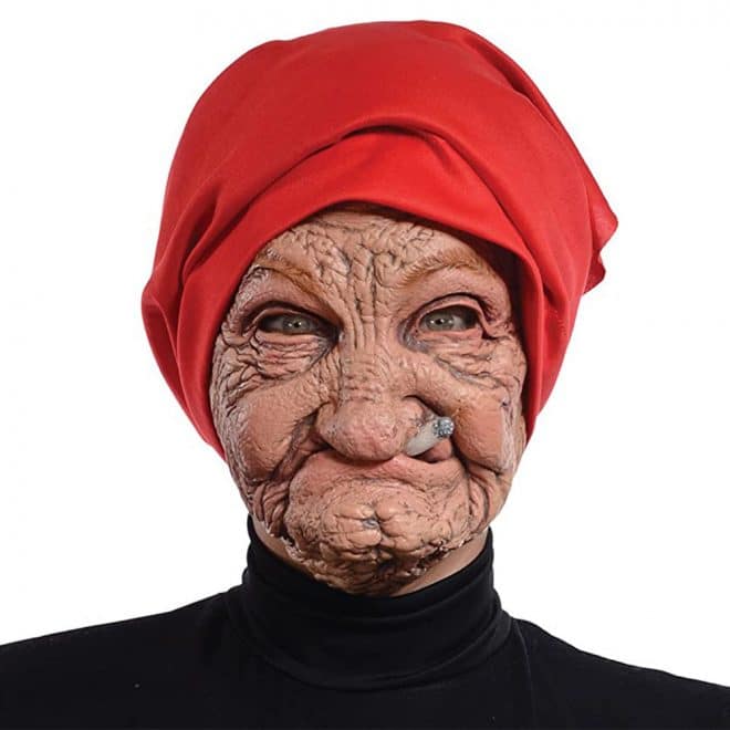Halloween Old Nana Latex Mask with Head Scarf