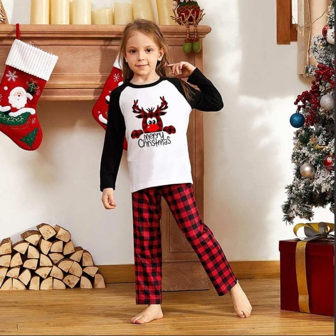 Deer Print Plaid Design Family Matching Pajamas4