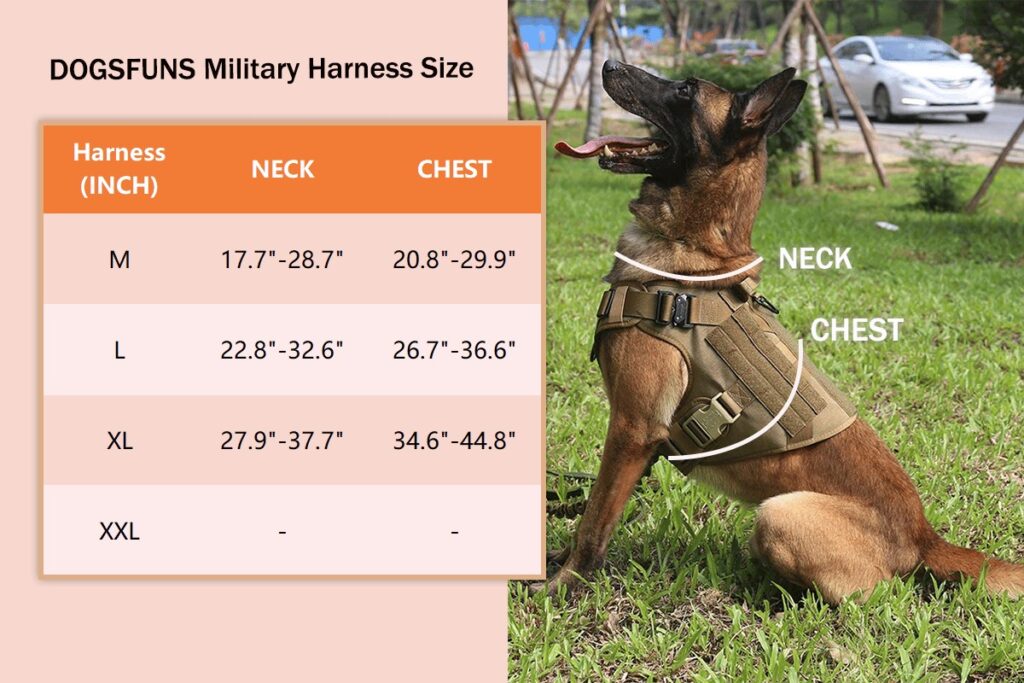 K9 Dog Harness, Collar Sizes