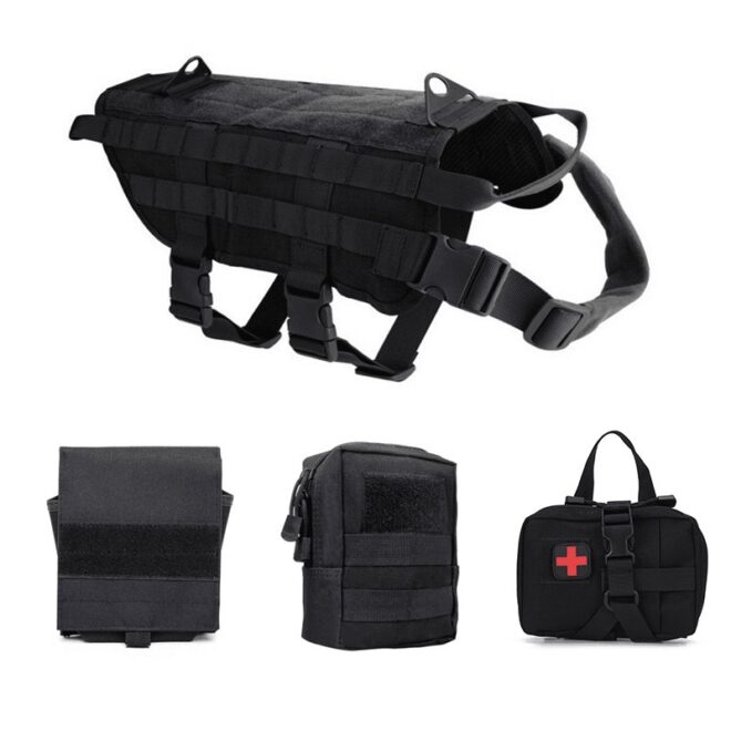 K9 No Pull Vest Harness With 3 Pouches black