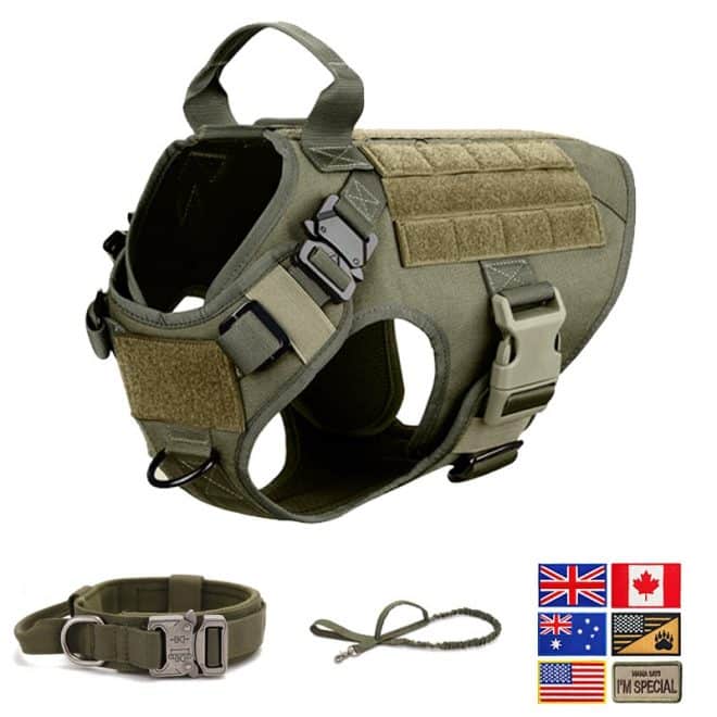 Tactical No Pull Dog Harness Set v2 - Army