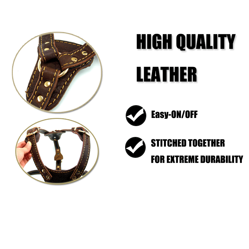 Double Layer Leather Dog Harness FOR K9