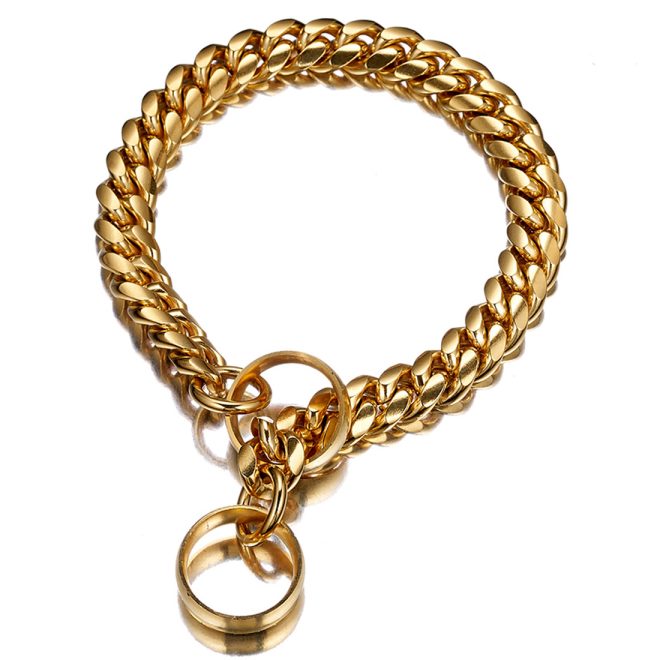 cuban link dog chain and leash